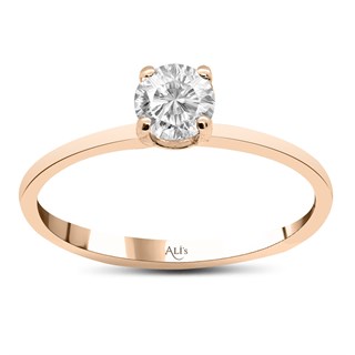 0.50 Karat Gia Sertifikalı Pırlanta Tektaş Rose Yüzük D Renk