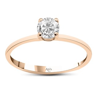 0.50 Karat Gia Sertifikalı Pırlanta Tektaş Rose Yüzük F Renk