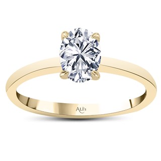 0.50 Karat Gia Sertifikalı Sarı Pırlanta Oval Yüzük E Renk