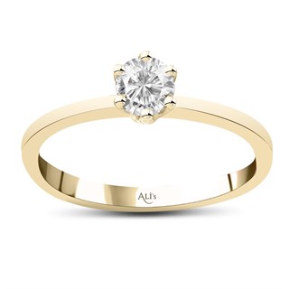 0.50 Karat Gia Sertifikalı Tektaş Sarı Pırlanta Yüzük E Renk