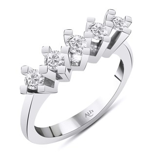 0.50 Karat Pırlanta Beştaş Yüzük F Renk