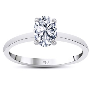 0.60 Karat Gia Sertifikalı Beyaz Pırlanta Oval Yüzük F Renk