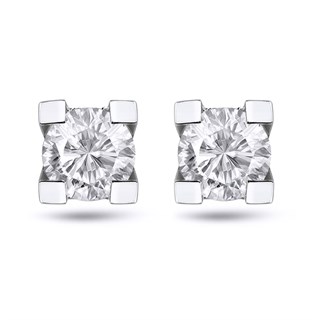 0.60 Karat Gia Sertifikalı Pırlanta Tektaş Küpe 14 Ayar