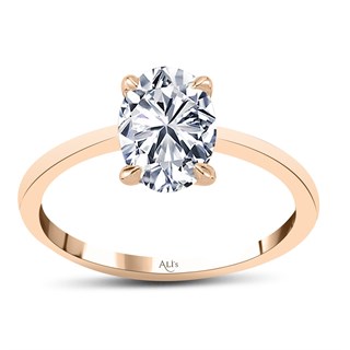 0.80 Karat GIA Sertifikalı Rose Pırlanta Oval Yüzük D Renk