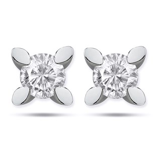 0.80 Karat Gia Sertifikalı Tektaş Pırlanta Küpe 14 Ayar