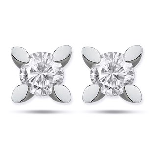 0.60 Karat Gia Sertifikalı Tektaş Pırlanta Küpe 14 Ayar