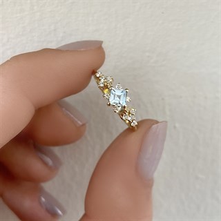 0.60 Karat Vintage Pırlanta Aquamarine Yüzük 