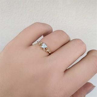 0.60 Karat Vintage Pırlanta Aquamarine Yüzük 
