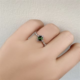 0.60 Karat Vintage Pırlanta Zümrüt Yüzük 