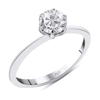 0.70 Karat Gia Sertifikalı Beyaz Altı Tırnak Pırlanta Yüzük F Renk