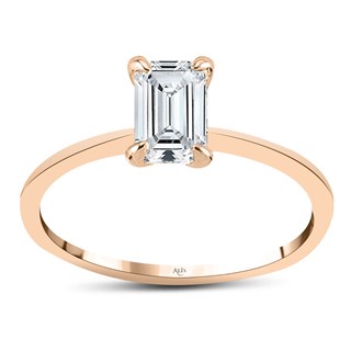 0.70 Karat Gia Sertifikalı Rose Pırlanta Emerald Yüzük D Renk