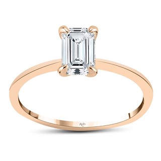 0.70 Karat Gia Sertifikalı Rose Pırlanta Emerald Yüzük F Renk