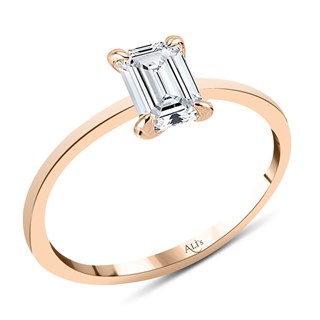 0.70 Karat Gia Sertifikalı Rose Pırlanta Emerald Yüzük F Renk