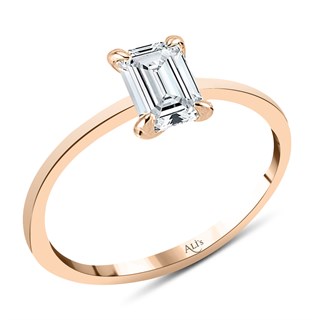 0.70 Karat Gia Sertifikalı Rose Pırlanta Emerald Yüzük D Renk