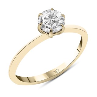 0.70 Karat Gia Sertifikalı Sarı Altı Tırnak Pırlanta Yüzük F Renk