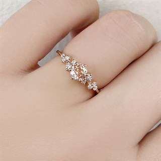 0.70 Karat Vintage Pırlanta Morganite Yüzük 