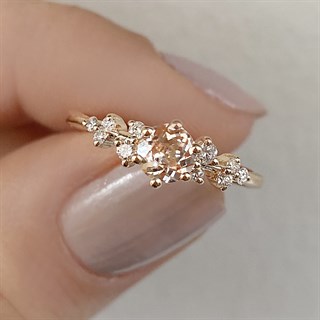 0.70 Karat Vintage Pırlanta Morganite Yüzük 