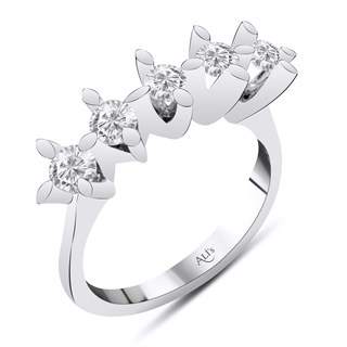 0.75 Karat Pırlanta Beştaş Yüzük F Renk