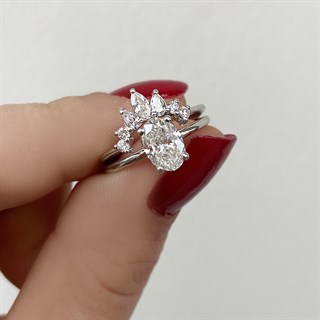 0.80 Karat GIA Sertifikalı Rose Pırlanta Oval Yüzük E Renk