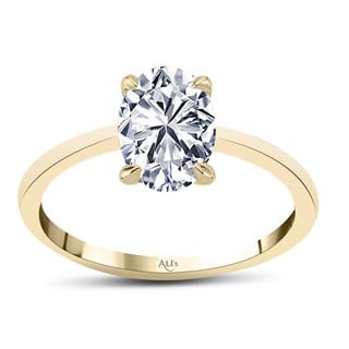 0.80 Karat GIA Sertifikalı Sarı Pırlanta Oval Yüzük E Renk