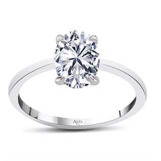 0.90 Karat Gia Sertifikalı Beyaz Pırlanta Oval Yüzük D Renk
