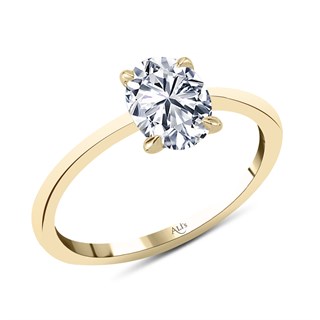 0.90 Karat Gia Sertifikalı Sarı Pırlanta Oval Yüzük F Renk