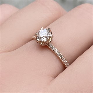 0.90 Karat Gia Sertifikalı Tasarım Pırlanta Yüzük E Renk