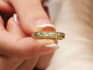 Vintage Kalemli Pırlantalı Çift Alyans 14K