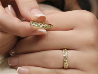 Vintage Kalemli Pırlantalı Çift Alyans 14K