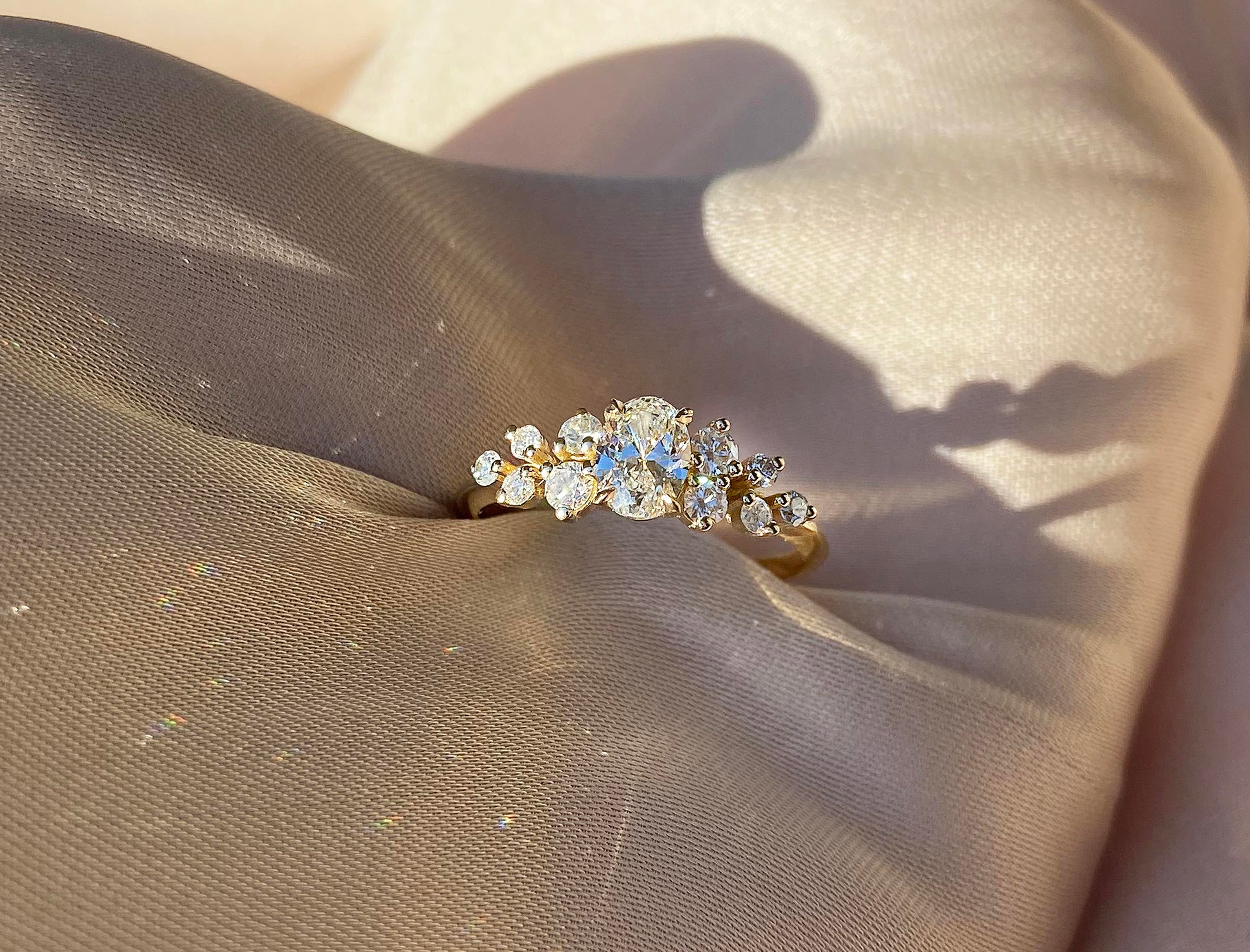 0.70 Karat Gia Sertifikalı Oval Tasarım Yüzük - Grape