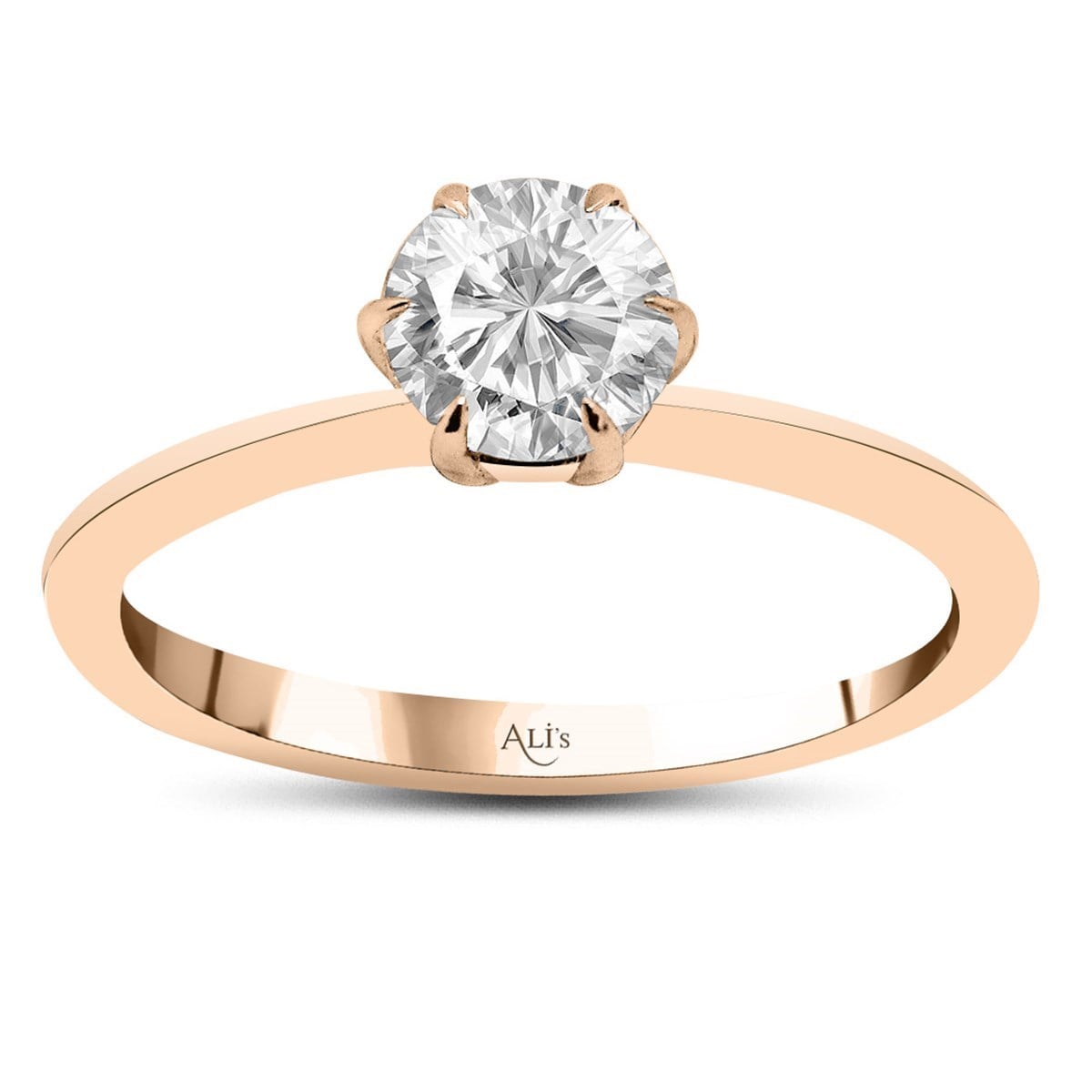 0.70 Karat Gia Sertifikalı Rose Altı Tırnak Pırlanta Yüzük D Renk