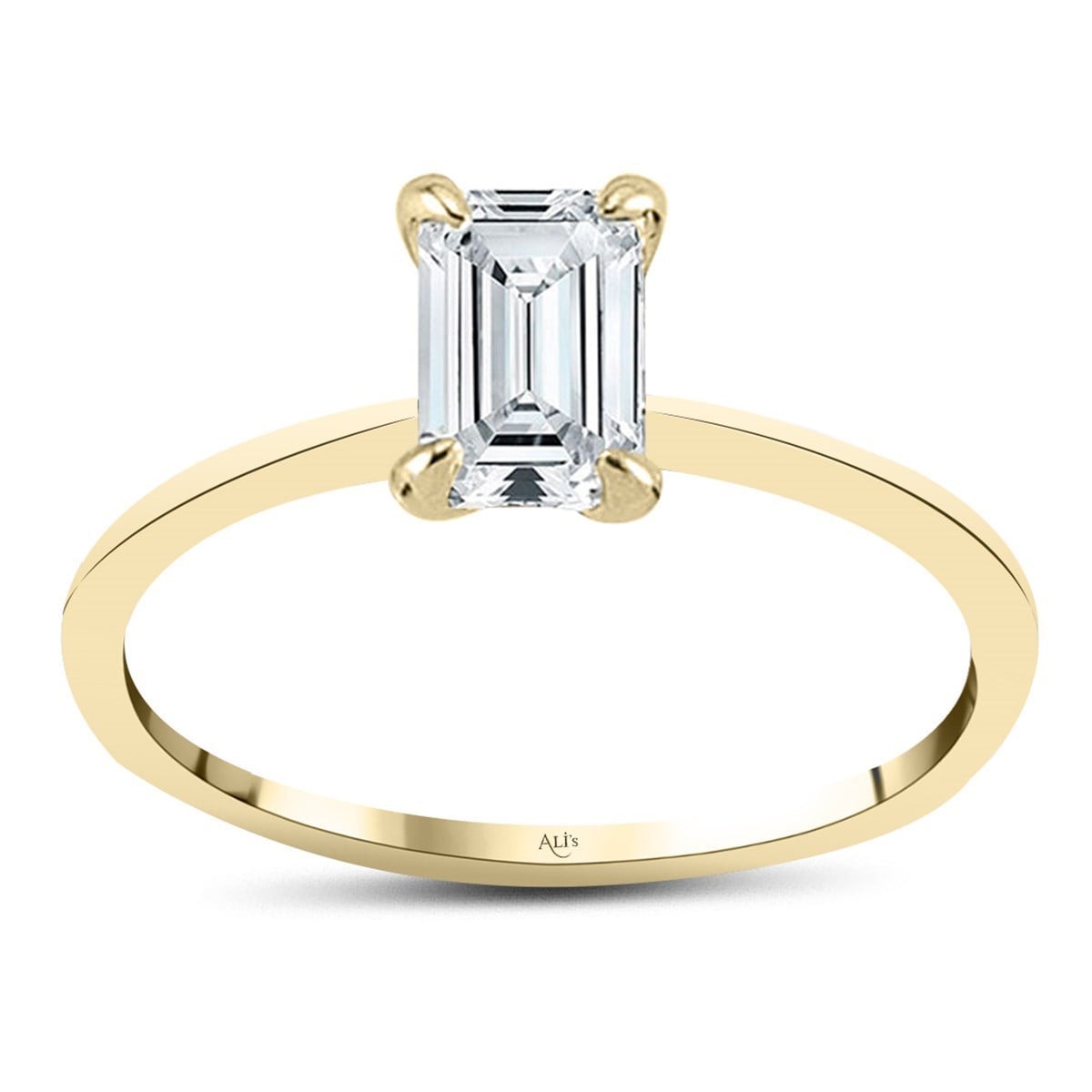 0.70 Karat Gia Sertifikalı Sarı Pırlanta Emerald Yüzük D Renk