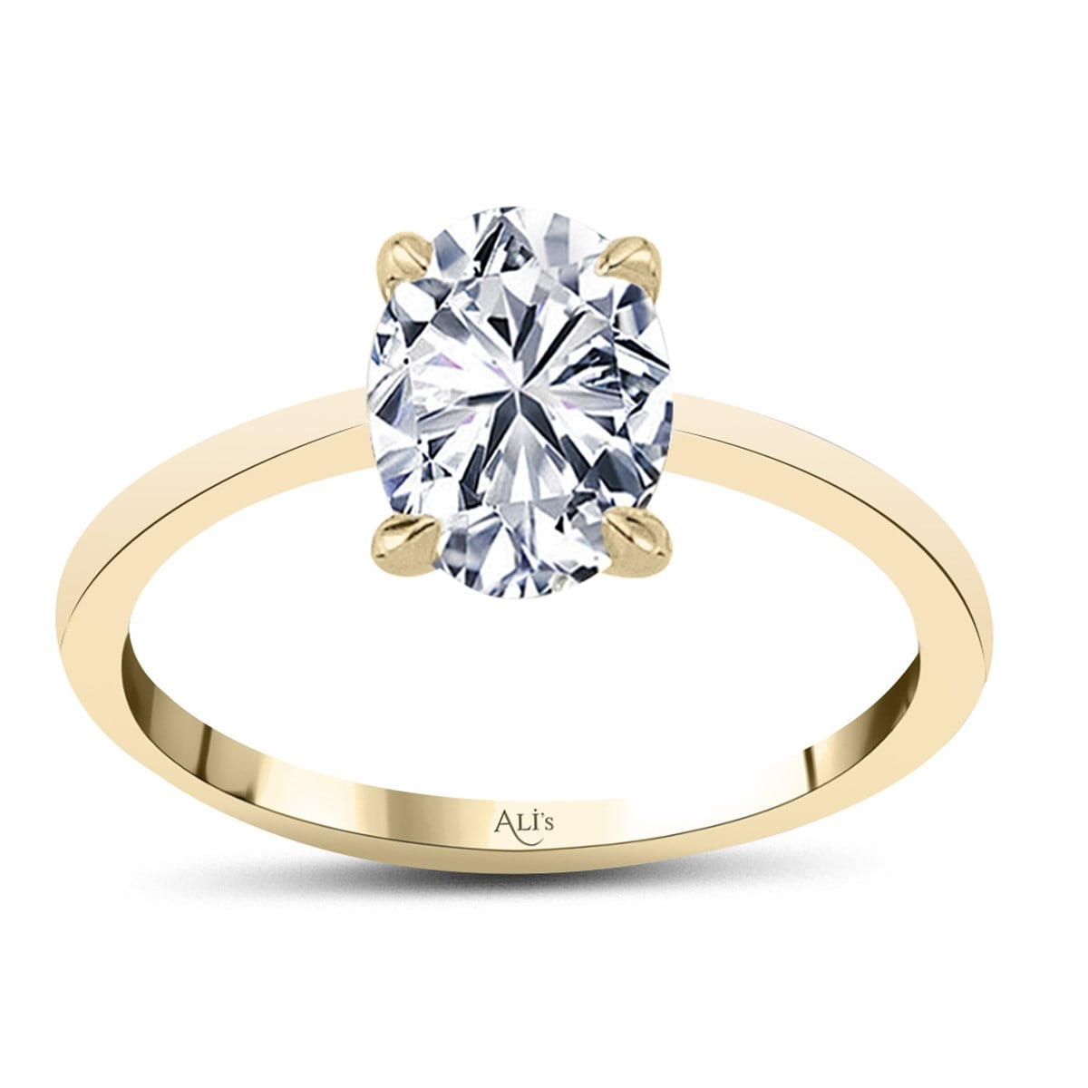 0.90 Karat Gia Sertifikalı Sarı Pırlanta Oval Yüzük D Renk