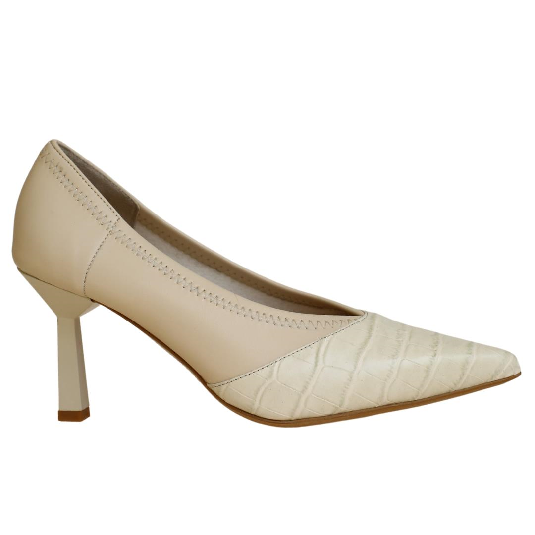 Bej Deri Kadın Stiletto