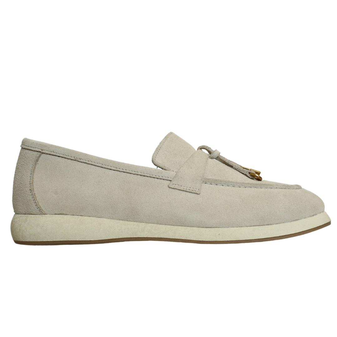 Bej Süet Kadın Tokalı Loafer