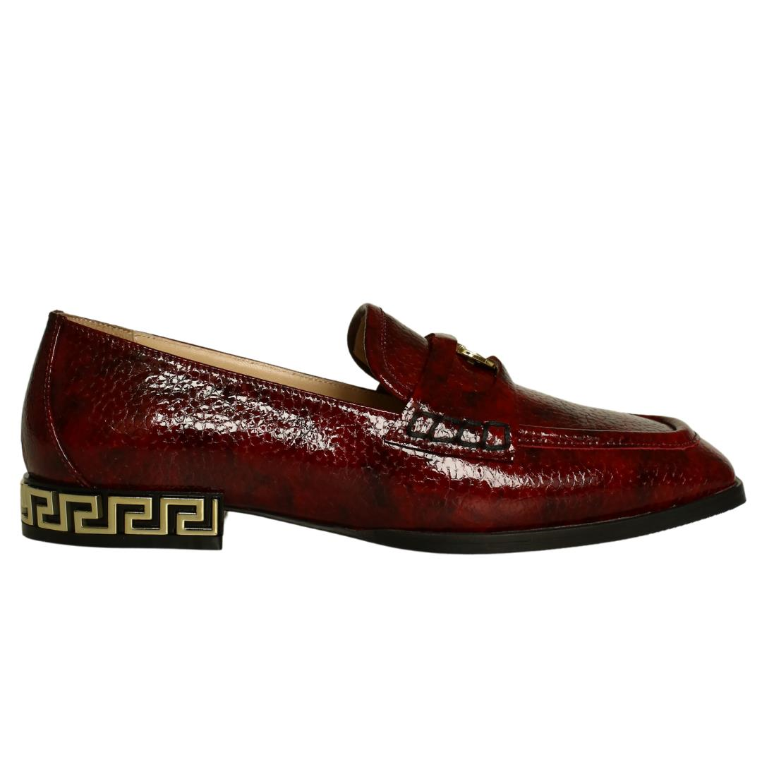 Bordo Deri Kadın Loafer Ayakkabı