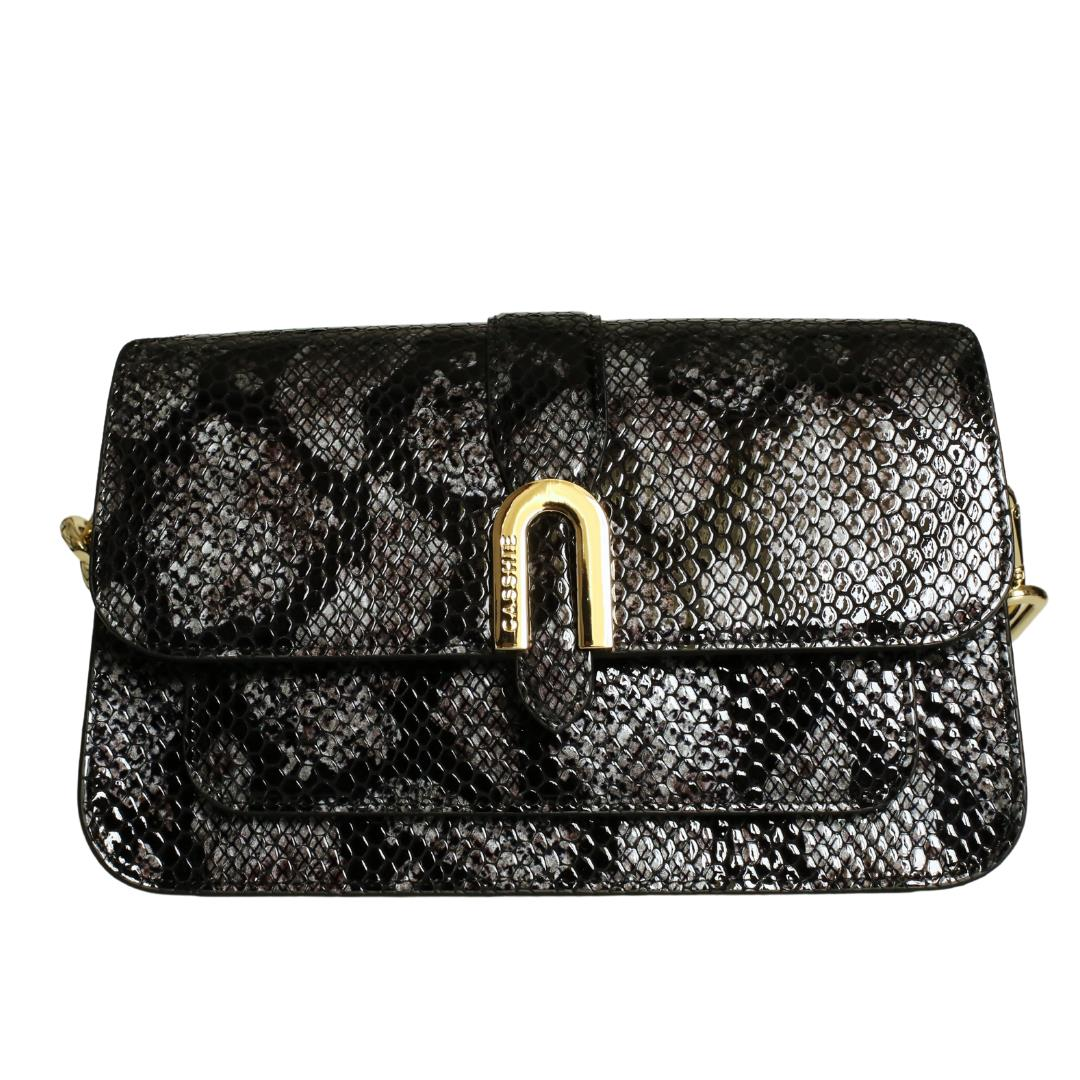 Gri-Siyah Rugan Baskı Kadın Omuz Çanta