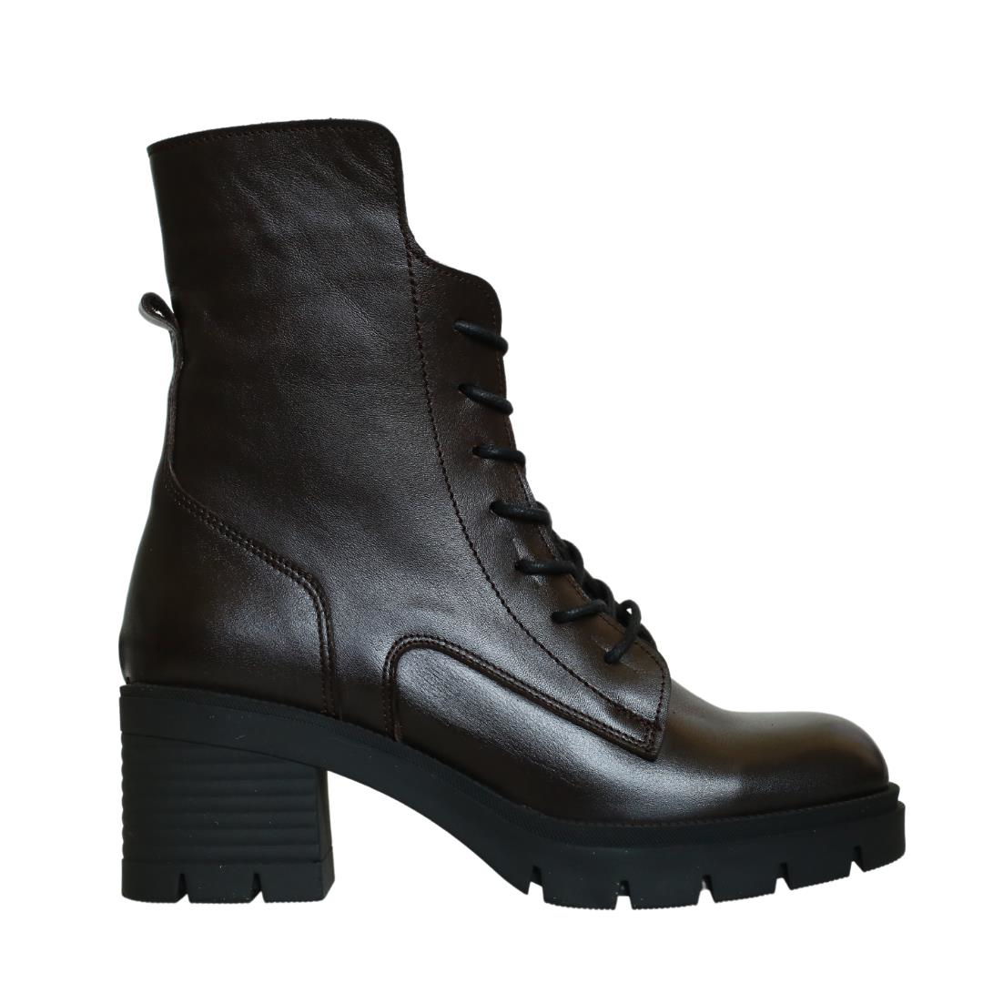 Kahve Deri Kadın Topuklu Bot