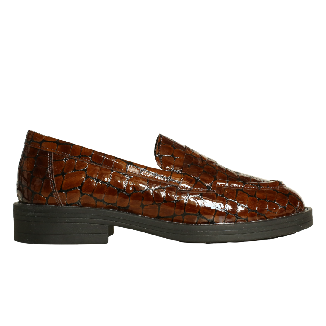 Kahve Kroko Rugan Kadın Loafer