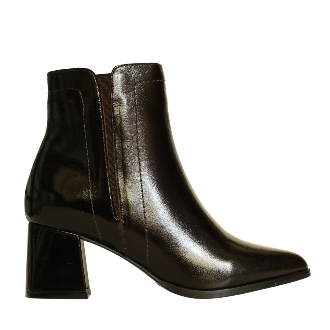 Kahve Rugan Kadın Topuklu Bot