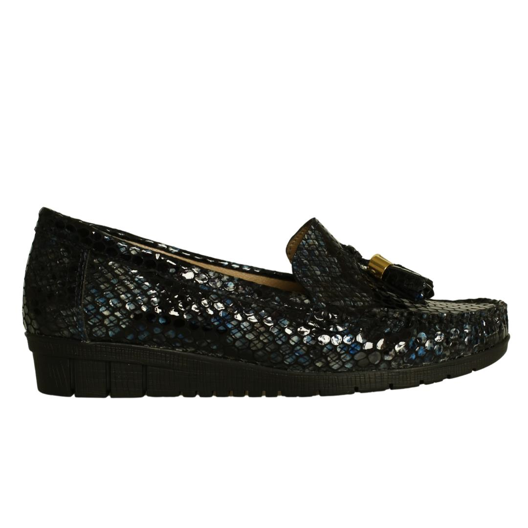 Lacivert Rugan Baskı Rok Kadın Ayakkabı