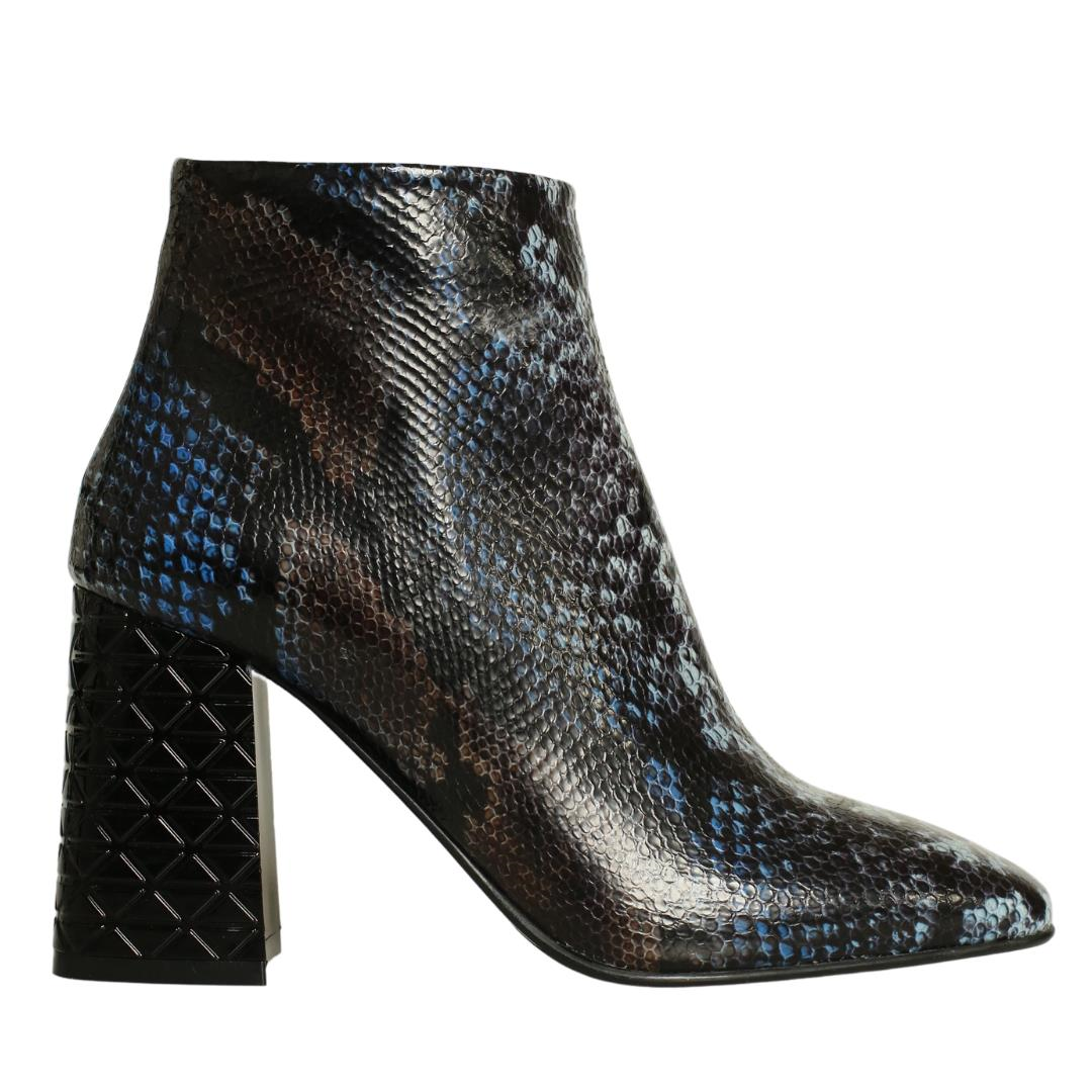 Multi Lacivert Kadın Fermuar Detaylı Topuklu Bot