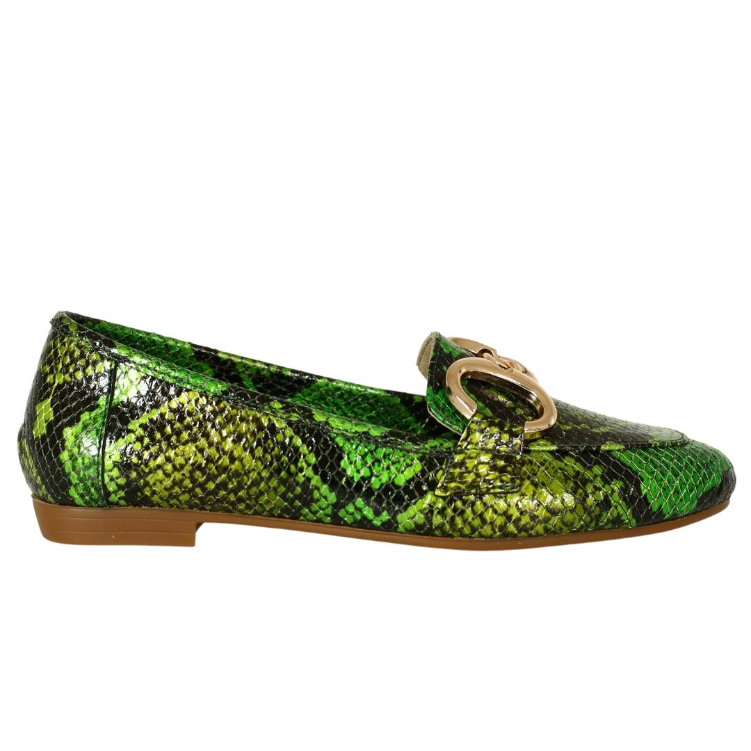 Multi Yeşil Pyton Baskı Kadın Babet