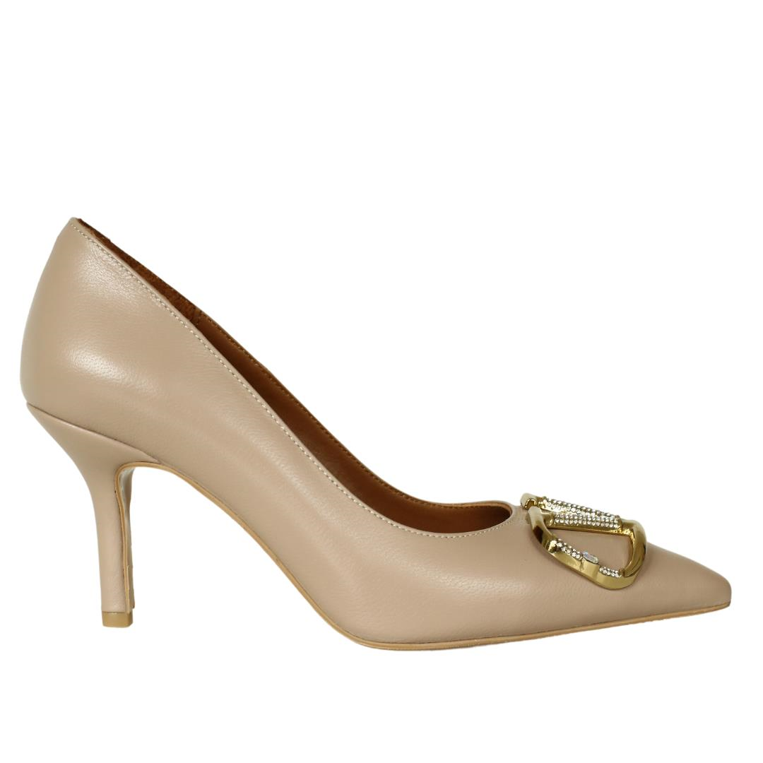 Nude Deri Kadın Stiletto