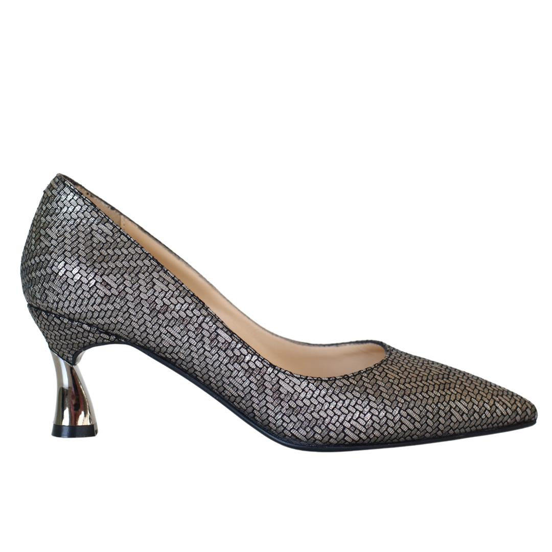 Platin Deri Baskı Kadın Stiletto