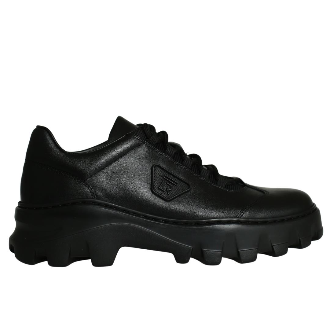 Siyah Deri Erkek Bağcıklı Sneaker
