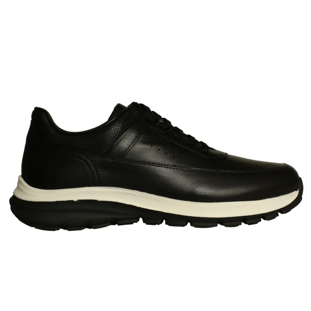 Siyah Deri Erkek Bağcıklı Sneaker