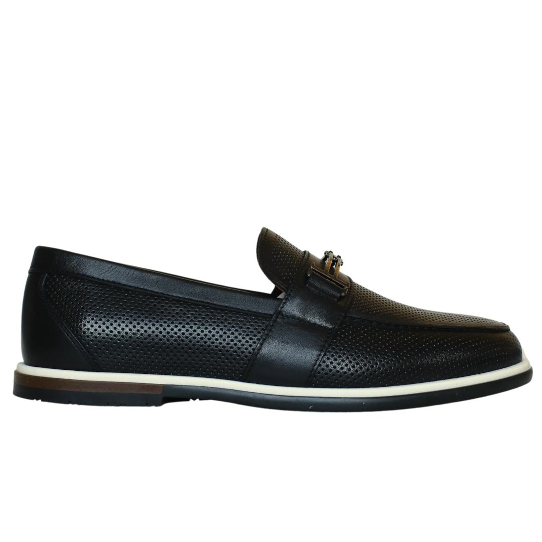 Siyah Deri Erkek Tokalı Loafer