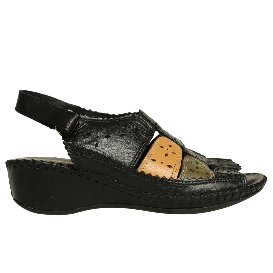 Siyah Deri Kadın Sandalet