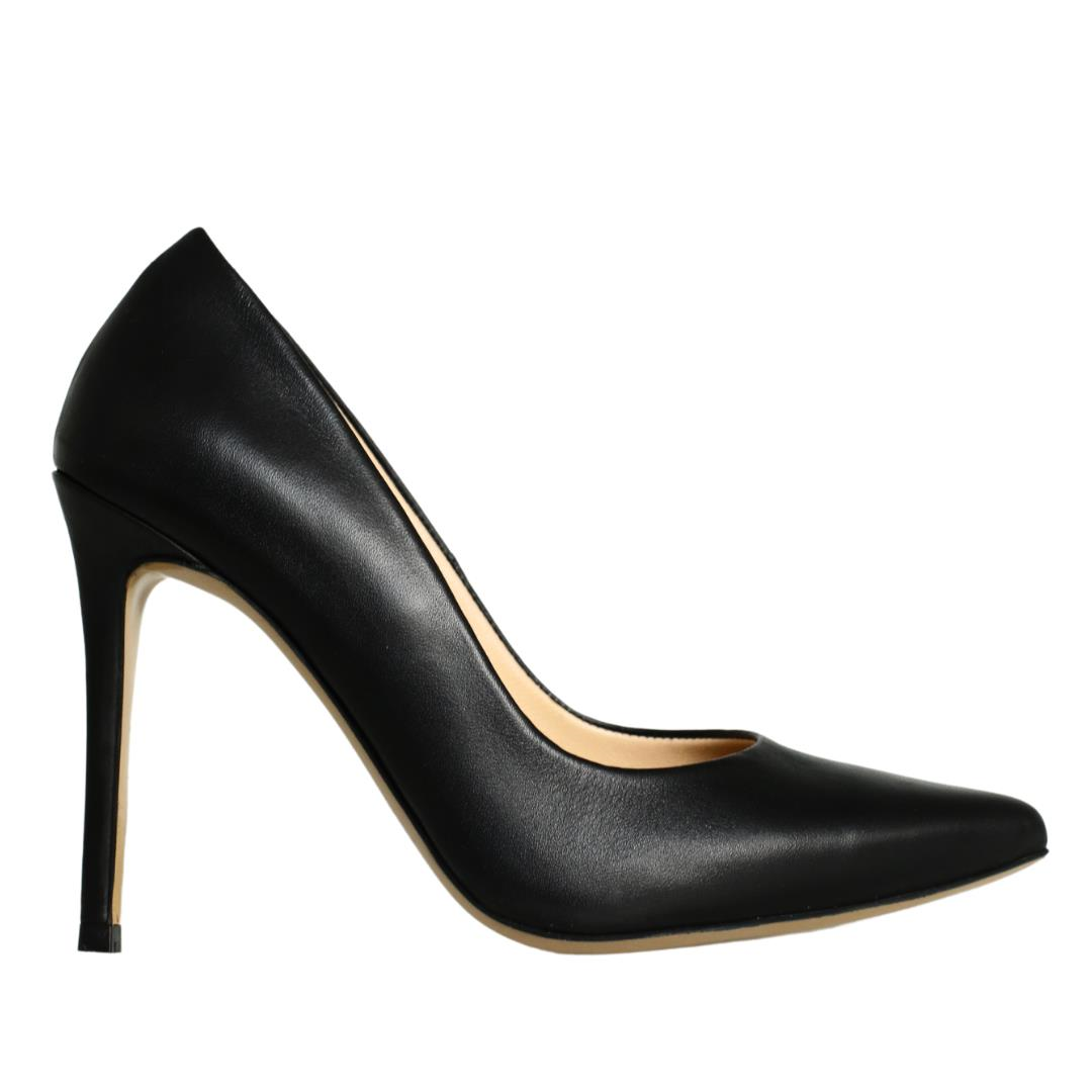 Siyah Deri Kadın Stiletto